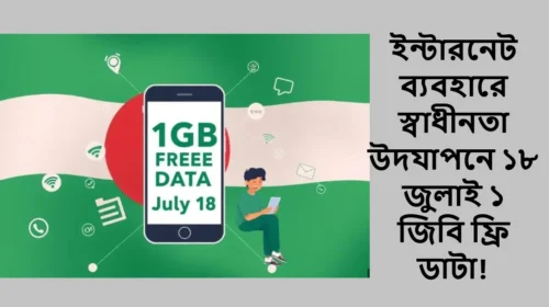 ইন্টারনেট ব্যবহারে স্বাধীনতা উদযাপনে ১৮ জুলাই ১ জিবি ফ্রি ডাটা!