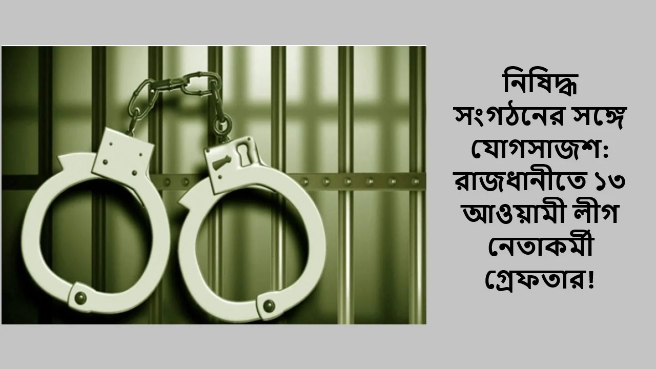 নিষিদ্ধ সংগঠনের সঙ্গে যোগসাজশ: রাজধানীতে ১৩ আওয়ামী লীগ নেতাকর্মী গ্রেফতার!