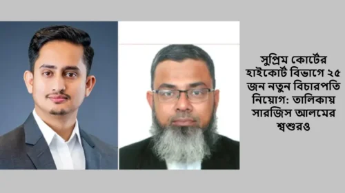 সুপ্রিম কোর্টের হাইকোর্ট বিভাগে ২৫ জন নতুন বিচারপতি নিয়োগ: তালিকায় সারজিস আলমের শ্বশুরও